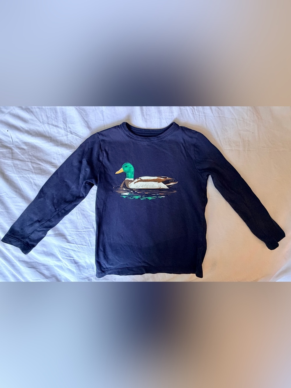 J.Crew Boys Long Sleeve Navy with Mallard Duck Graphic
